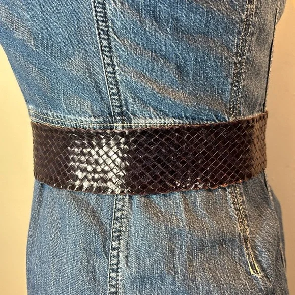 Nine West vintage eggplant purple 100% leather  weaved belt size large - Picture 4 of 11